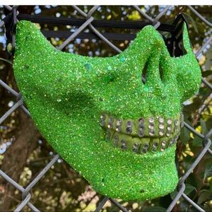 Lime Sparkle Skull Mask